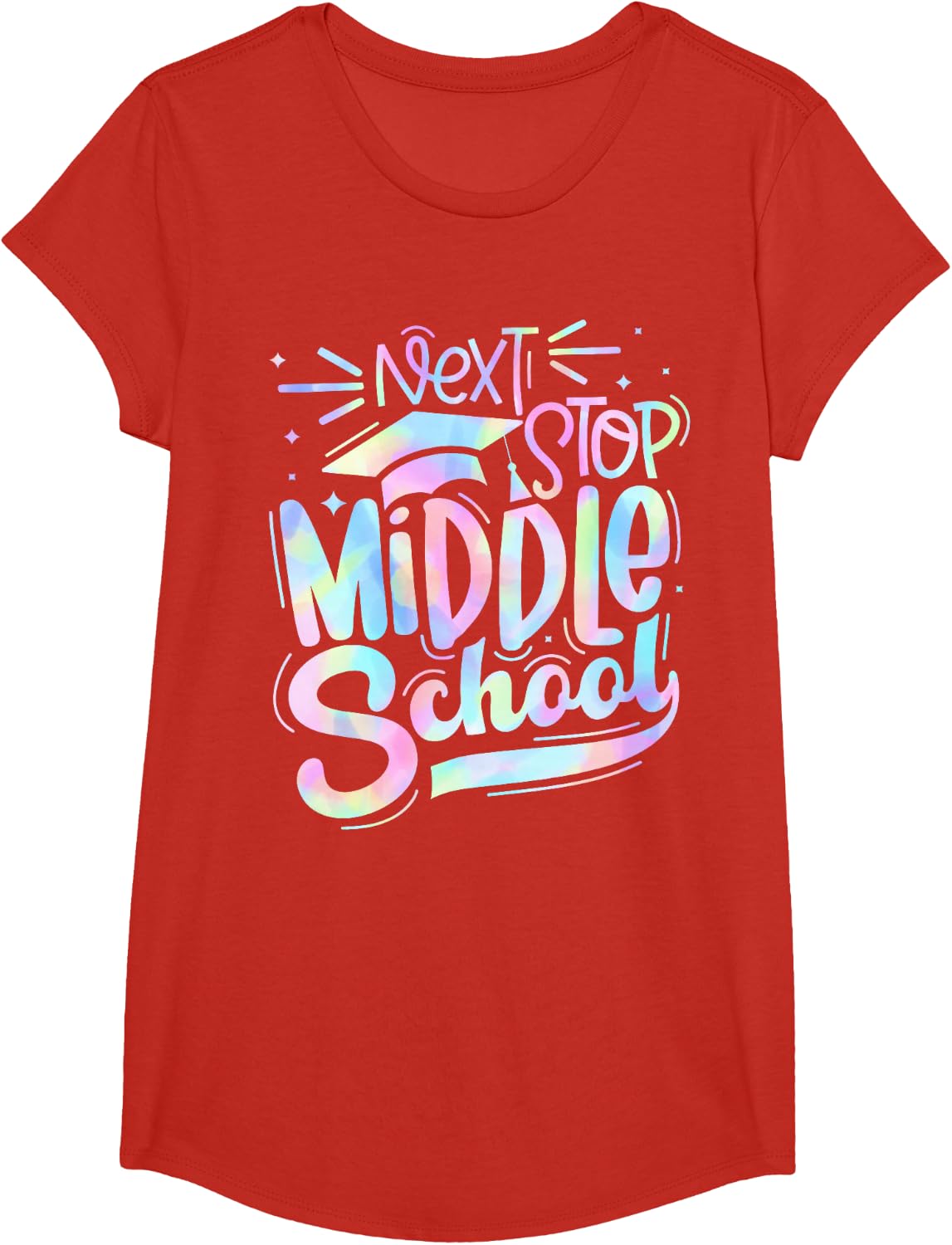 Next Stop Middle School Elementary School Graduation 2024 T-Shirt - Girls Red