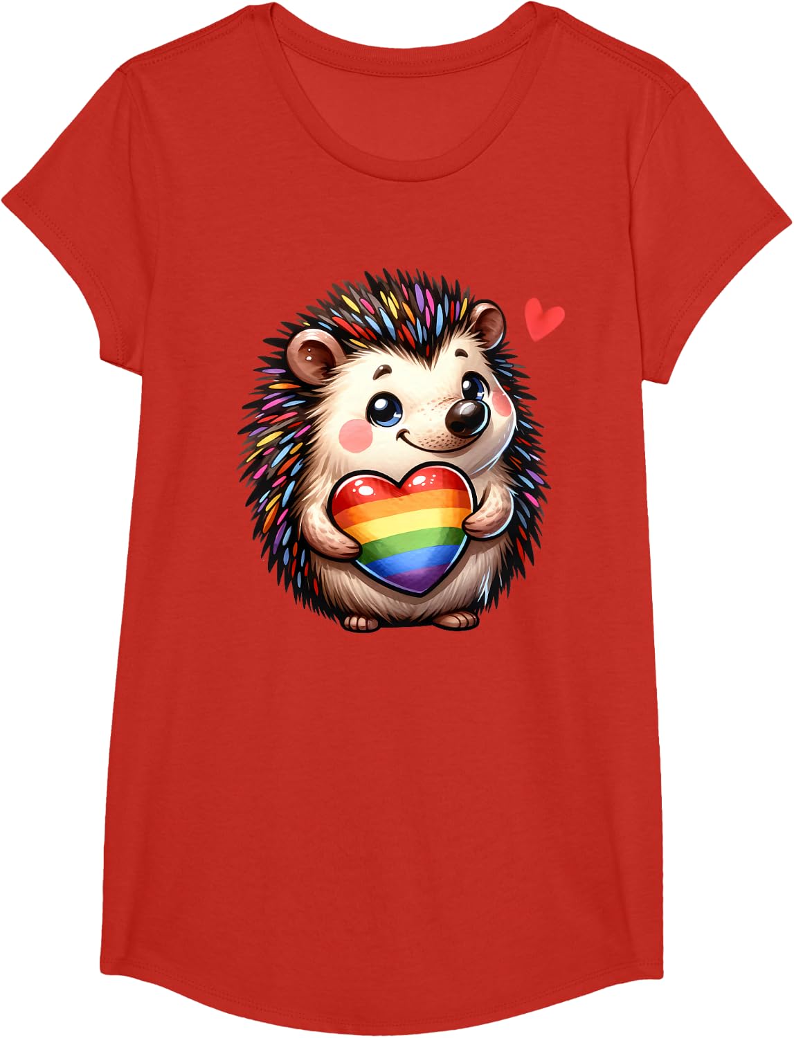 Gay Pride Hedgehog Heart Rainbow Flag LGBT Pride Shirts For Women Girls Kids Tees T-Shirt - Girls Red