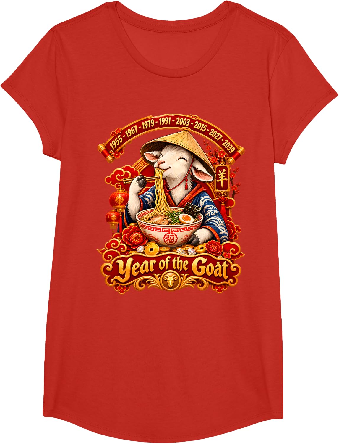 Lunar New Year Happy Chinese New Year of The Goat 2027 T-Shirt - Girls Red