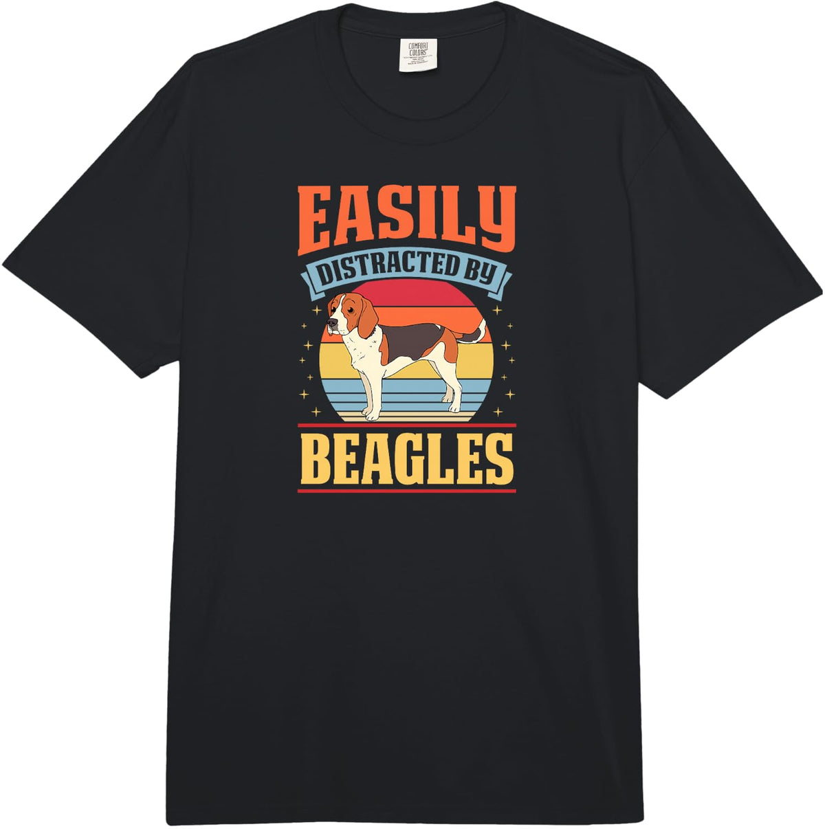 Easily Distracted By Beagles Comfort Colors Adult Heavyweight T-Shirt - Adult Unisex Black