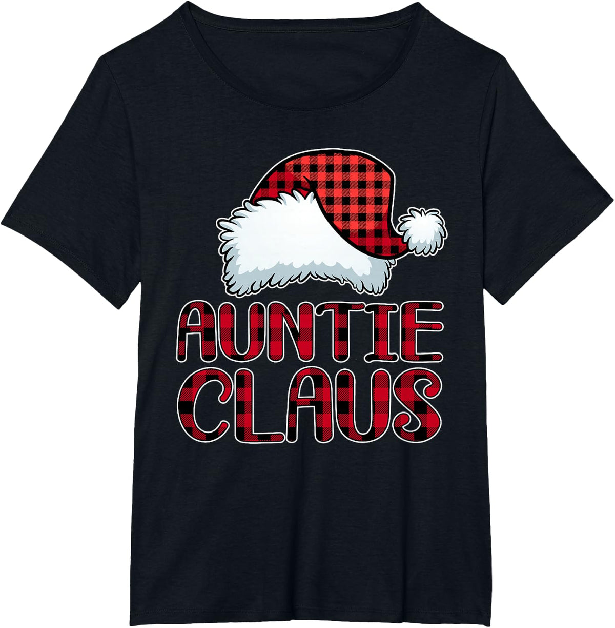 Auntie Claus Shirt Funny Christmas Pajama Family Matching T-Shirt - Black