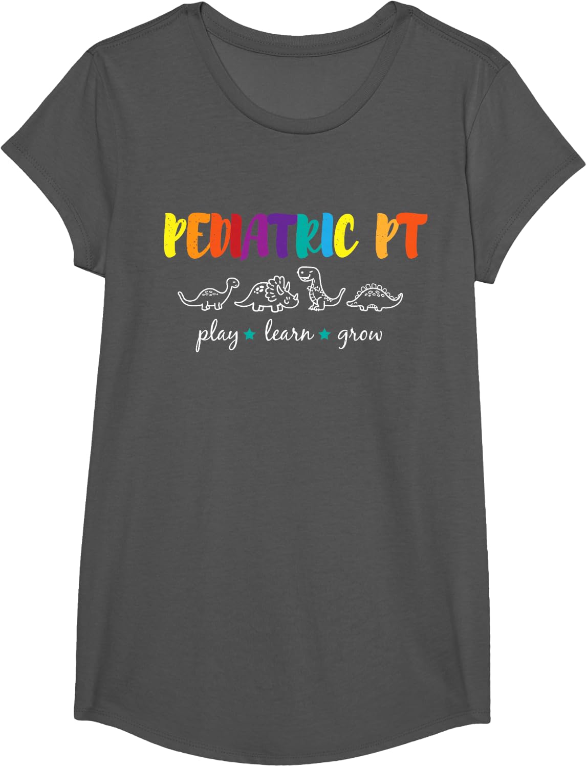 Cute Rainbow Pediatric PT Shirts, Kid's Physical Therapist T-Shirt - Girls Asphalt Grey