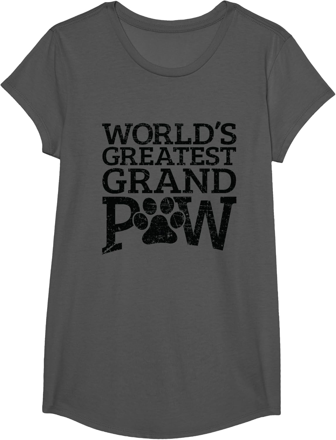 Worlds Greatest Grand Paw Dog Grandpa Shirts Grandpaw Gifts T-Shirt - Girls Asphalt Grey