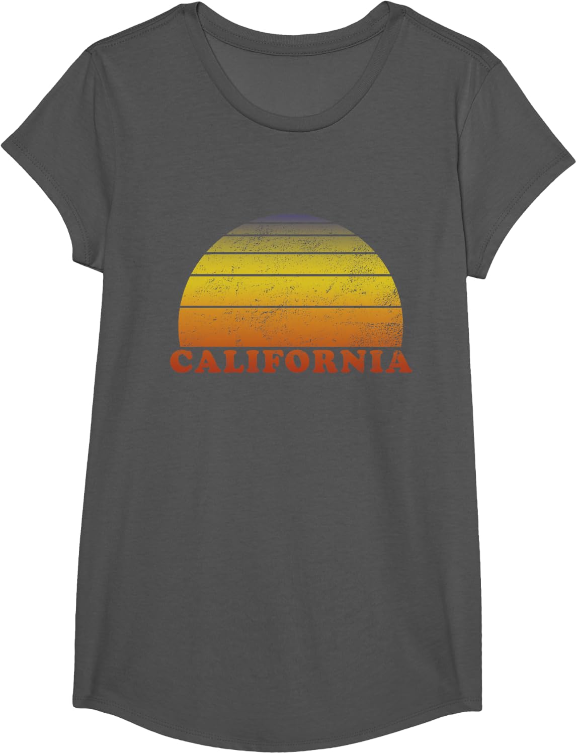 California Retro Vintage T Shirt 70s Throwback Surf Tee T-Shirt - Girls Asphalt Grey