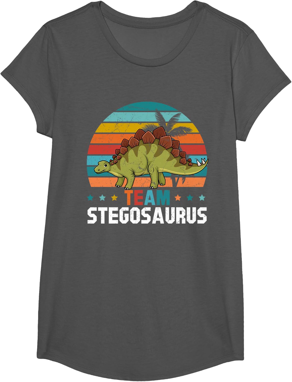 Dinosaur Funny Dino Lover - Team Stegosaurus T-Shirt - Girls Asphalt Grey