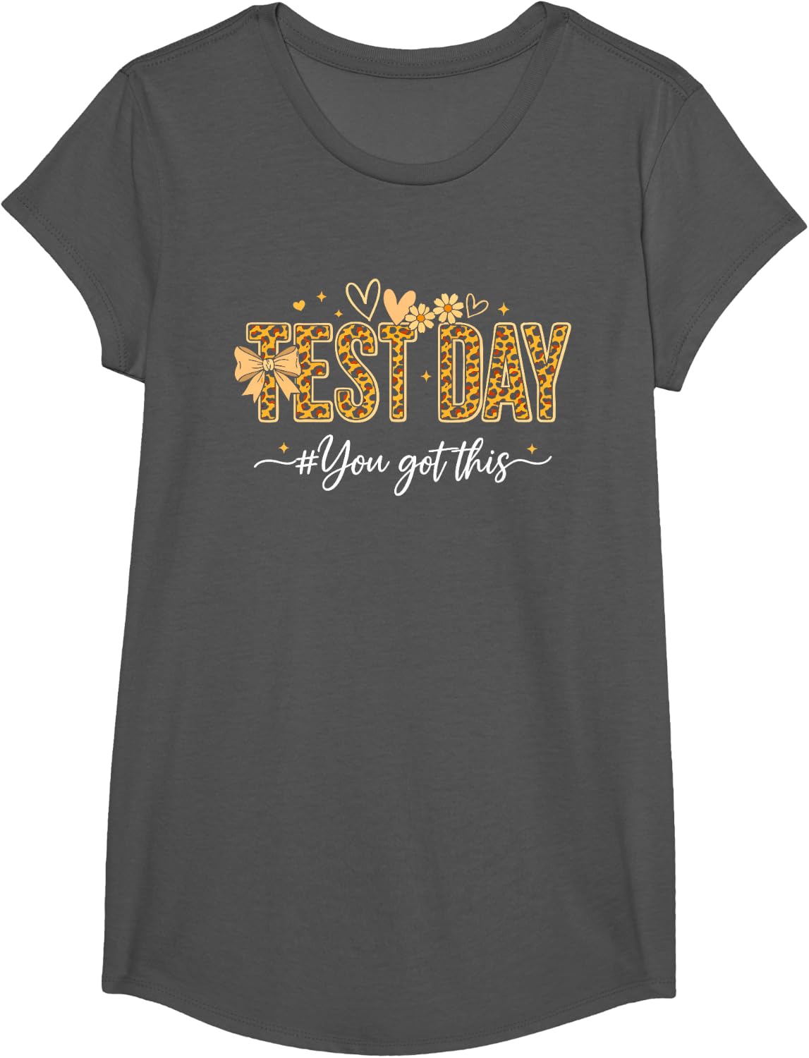 Test Day You Got This for Student Kids Teacher State Testing T-Shirt - Girls Asphalt Grey