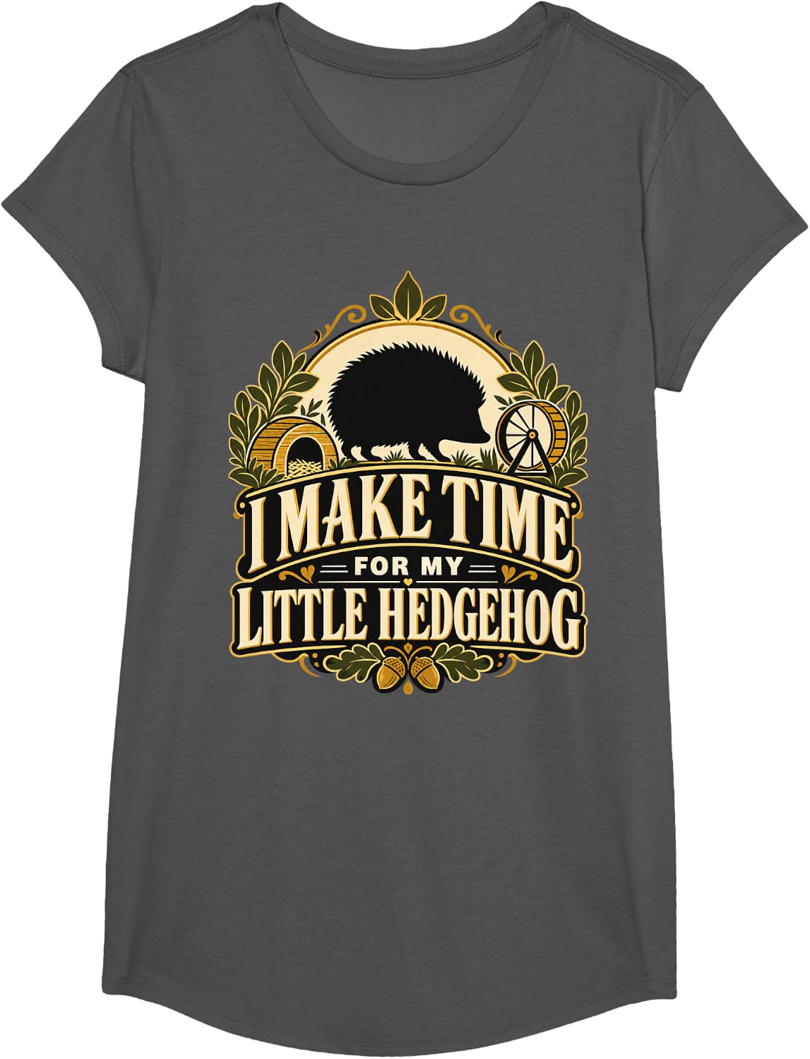 I Make Time for My Little Hedgehog Keeper T-Shirt - Girls Asphalt Grey