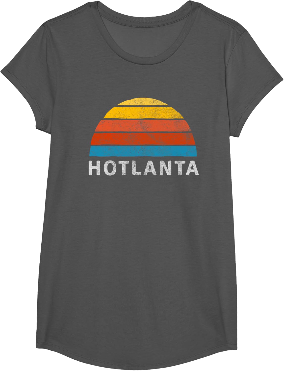 Hotlanta Retro Sunset design T-Shirt - Girls Asphalt Grey