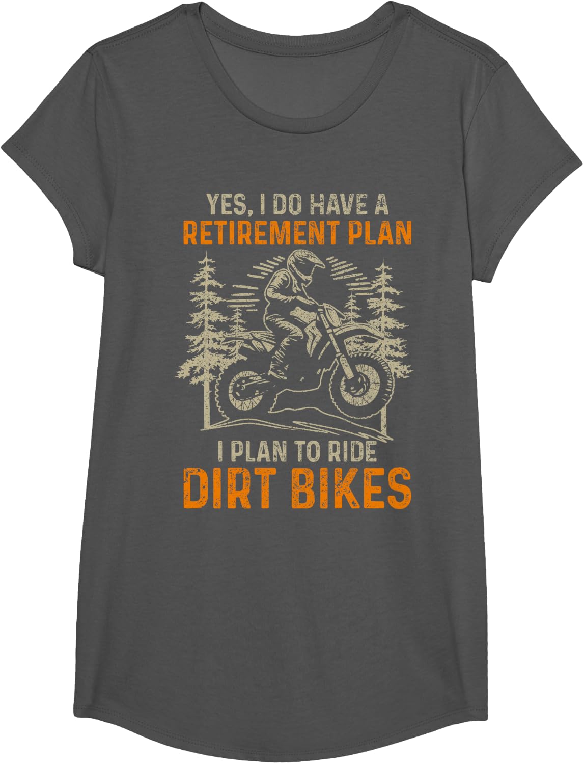 Dirt Bike Retirement Plan Funny Retired Motocross Rider T-Shirt - Girls Asphalt Grey