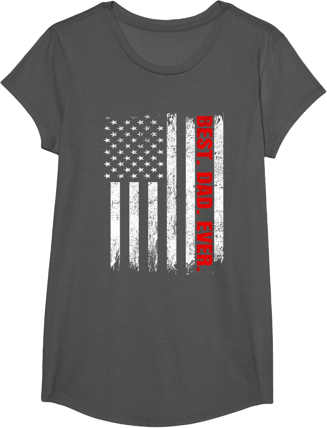Best Dad Ever USA Flag Fathers Day Firefighter Red Line Women Kids Men T-Shirt - Girls Asphalt Grey