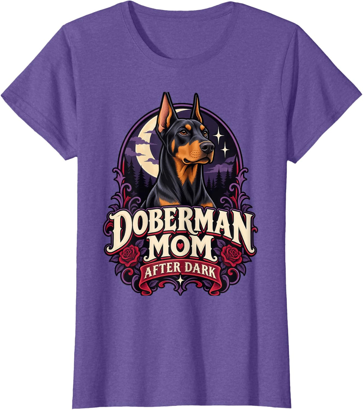 Doberman Pinscher Dog Mom T-Shirt - Purple Heather