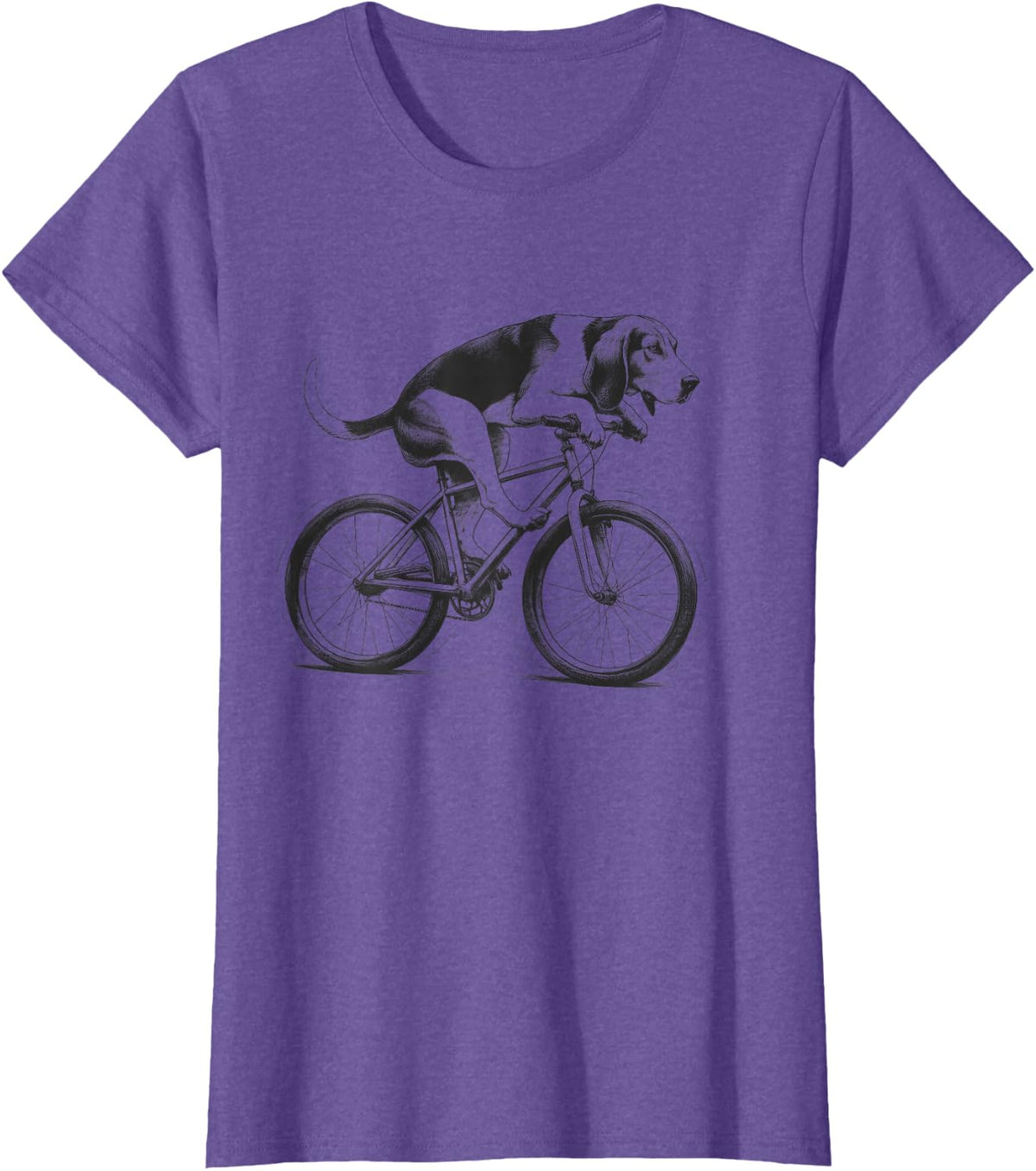Treeing Walker Coonhound Dog Riding a Bike Bicycle Cycling T-Shirt - Purple Heather