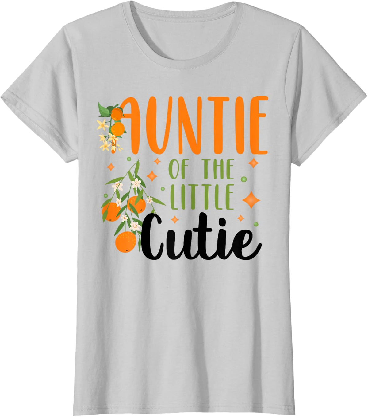 Auntie Little Cutie Baby Shower Tees Orange 1st Birthday Party T Shirts - Silver Grey