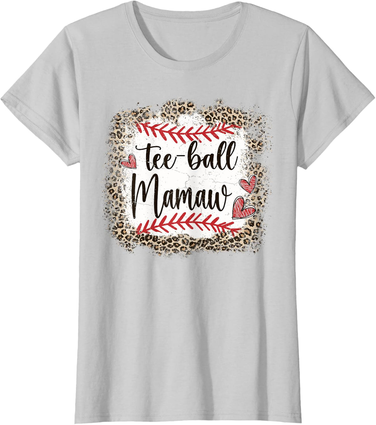 Tee-Ball Mamaw Funny Leopard T-Ball Mamaw T-Shirt - Silver Grey