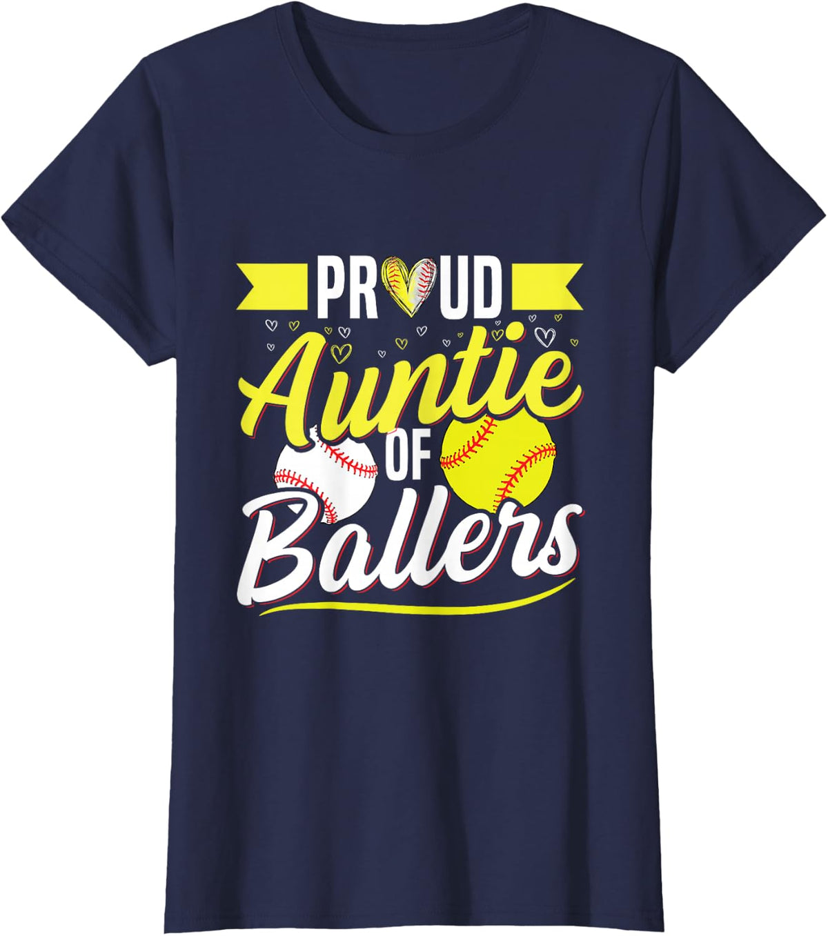 Ballers Design for a Auntie of baseball and softball player T-Shirt - Navy Blue