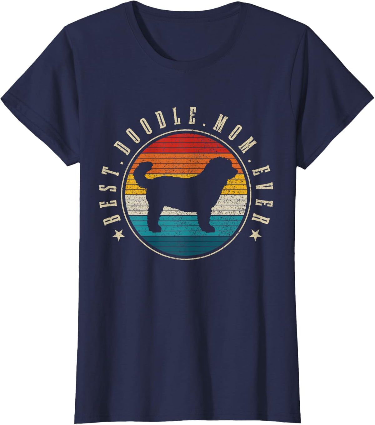 Goldendoodle Labradoodle Dog Vintage Best Doodle Mom Ever T-Shirt - Navy Blue