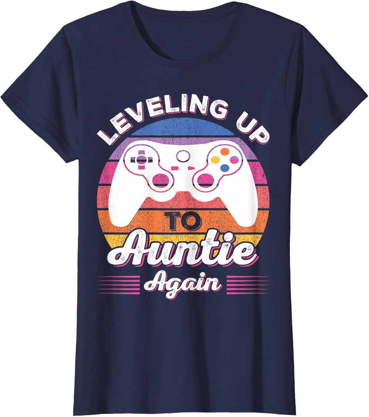 Soon To Be Aunt Lover Leveling Up To Auntie Again T-Shirt - Navy Blue