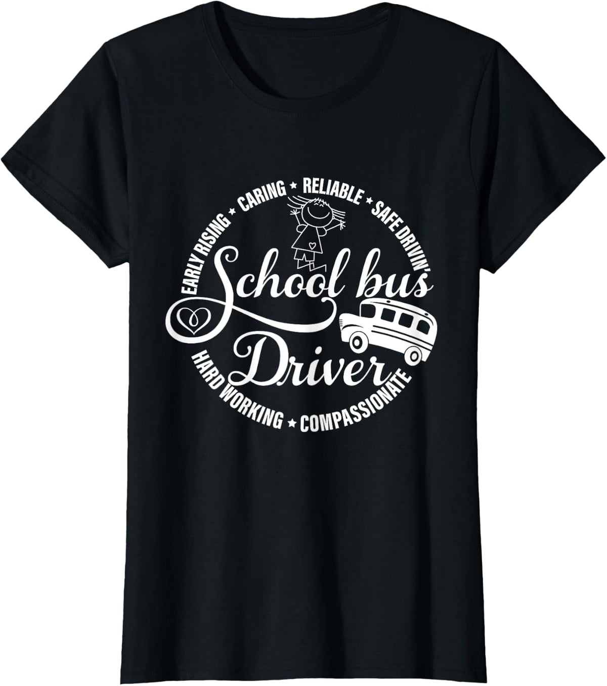 School Bus Driver Hardworking School Bus Driver T-Shirt - Black