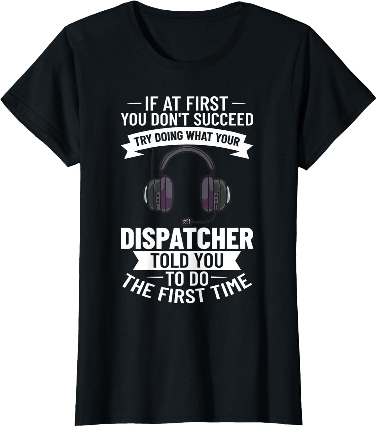 Dispatcher 911 Police Yellow Line T-Shirt - Black