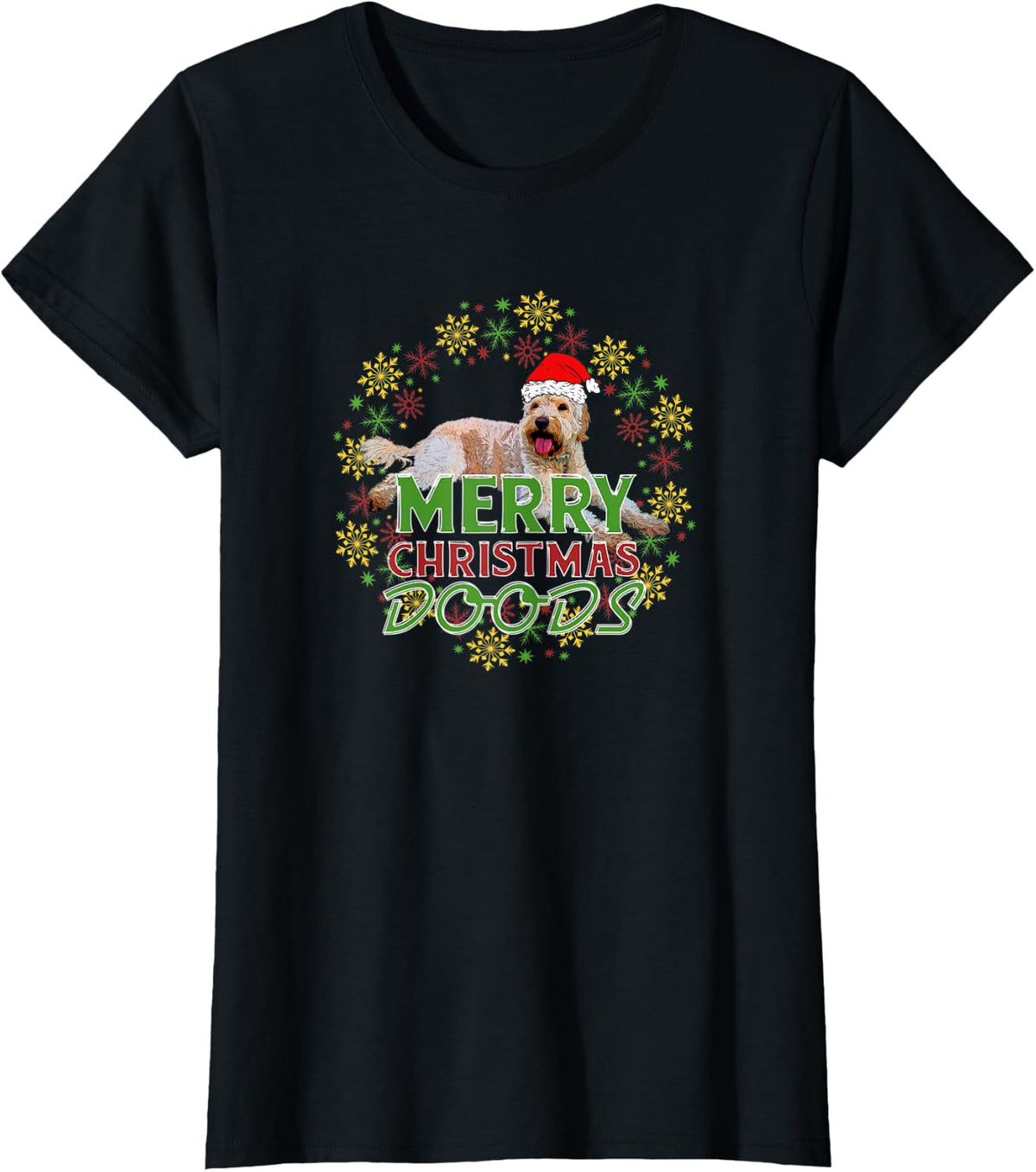 Merry Christmas Doods Goldendoodle T-Shirt - Black