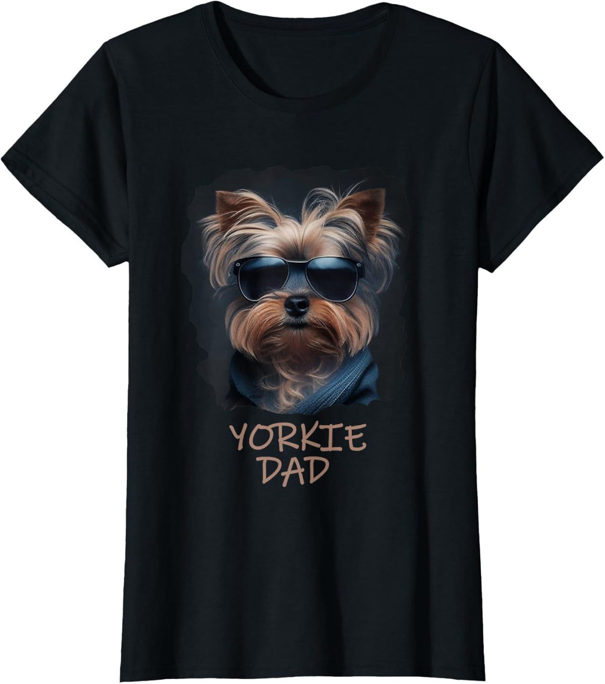 Yorkie Dad - Cute Cool Dog in Sunglasses (C) T-Shirt - Black