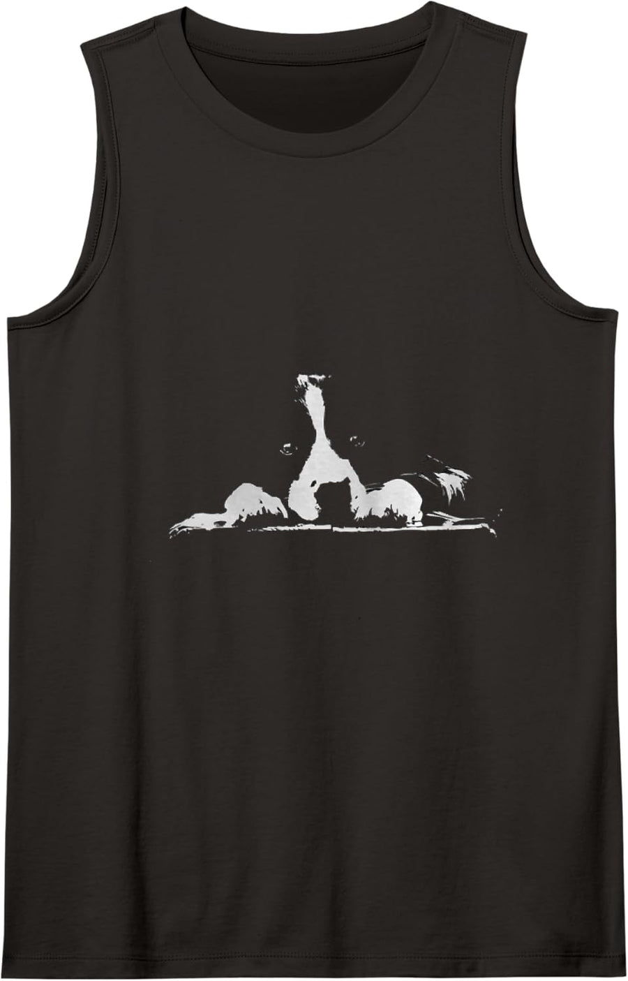 Border Collie Stare - White Minimalistic Original Design Tank Top - Black