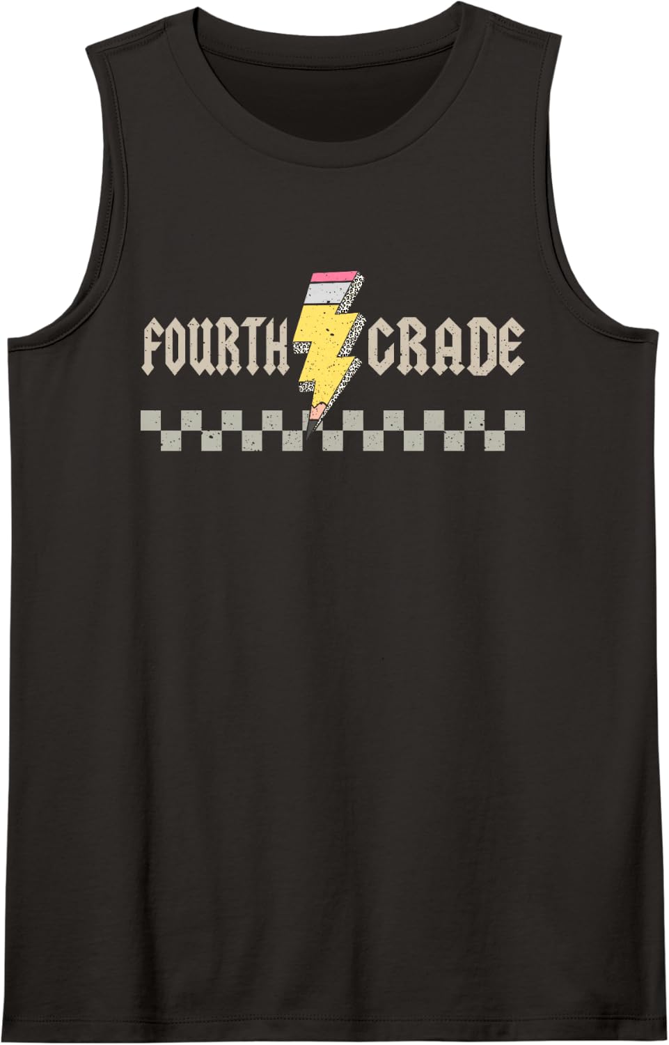 4th Grade Teacher Lightning Bolt Pencil Back to School Kid Sleeveless Tank Top - Black