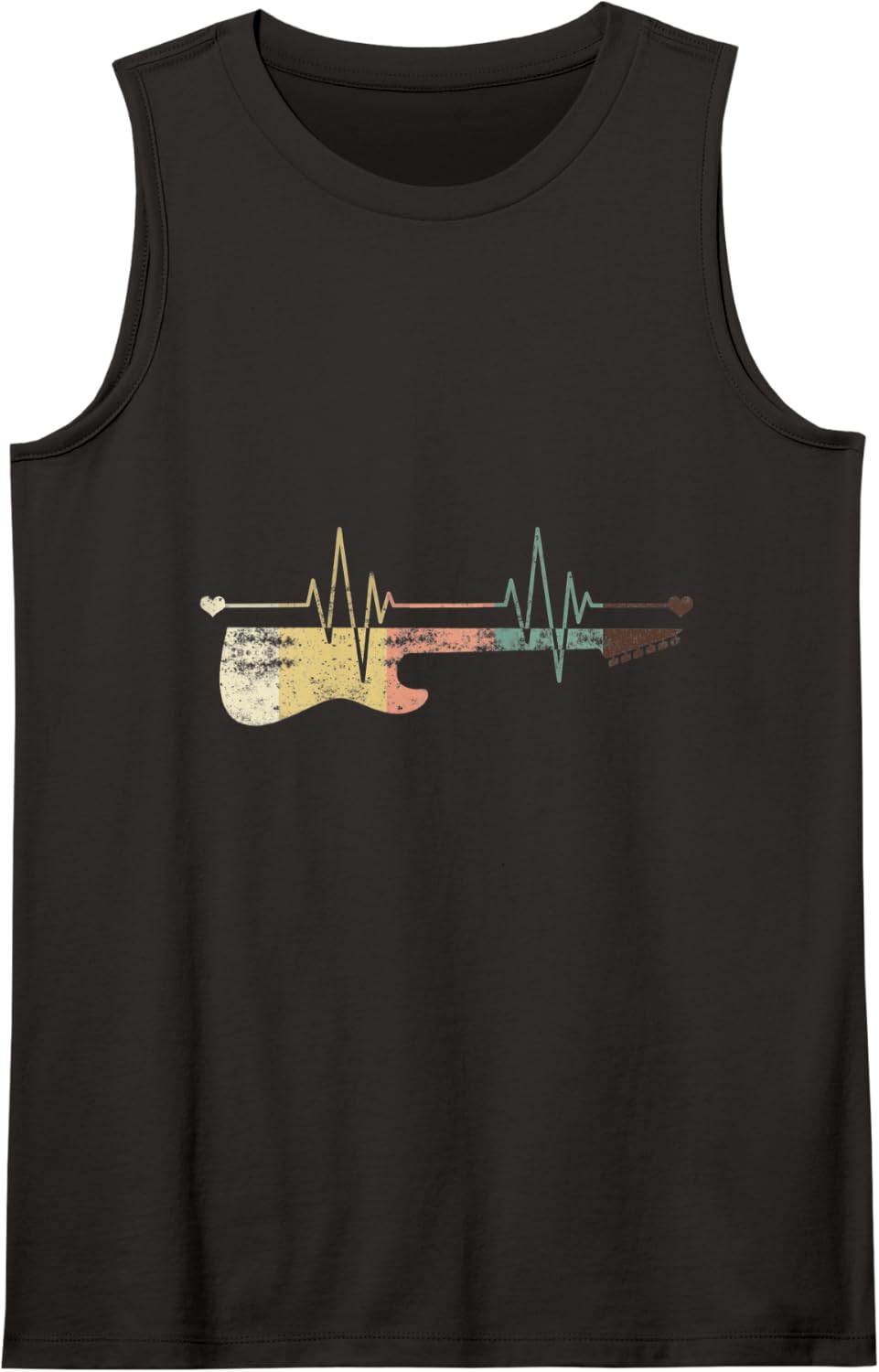 Rock Heartbeat Rock and Roll Music Guitar Tank Top - Black