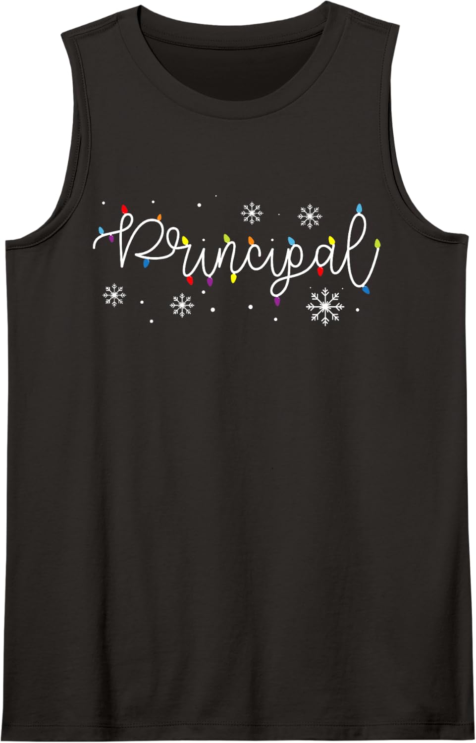 Cute Christmas Principal Life X-mas Light Festive Admin Team Sleeveless Tank Top - Black