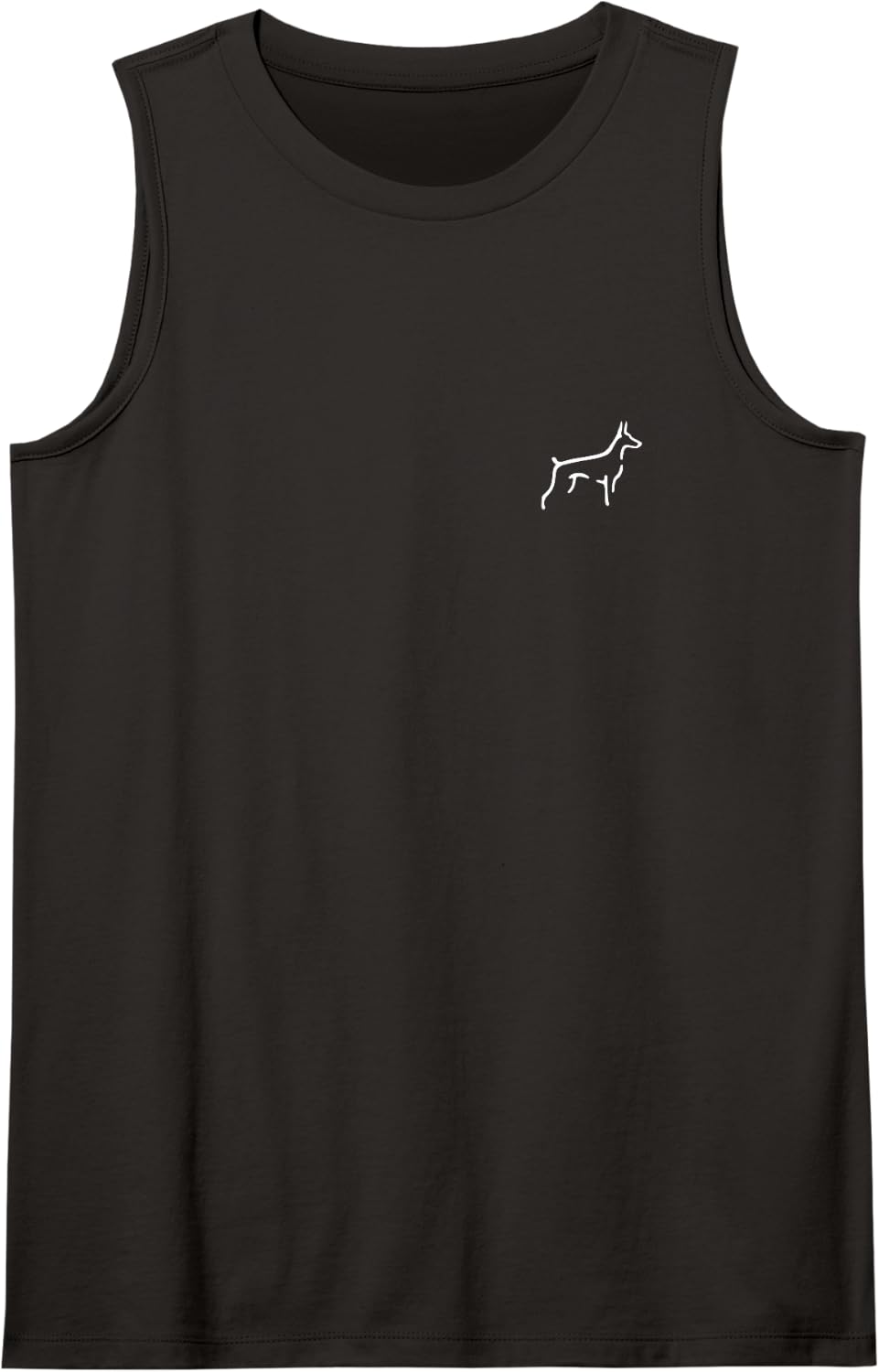 Simple Minimalist Badge Patch Line Art Doberman Dobermann Sleeveless Tank Top - Black