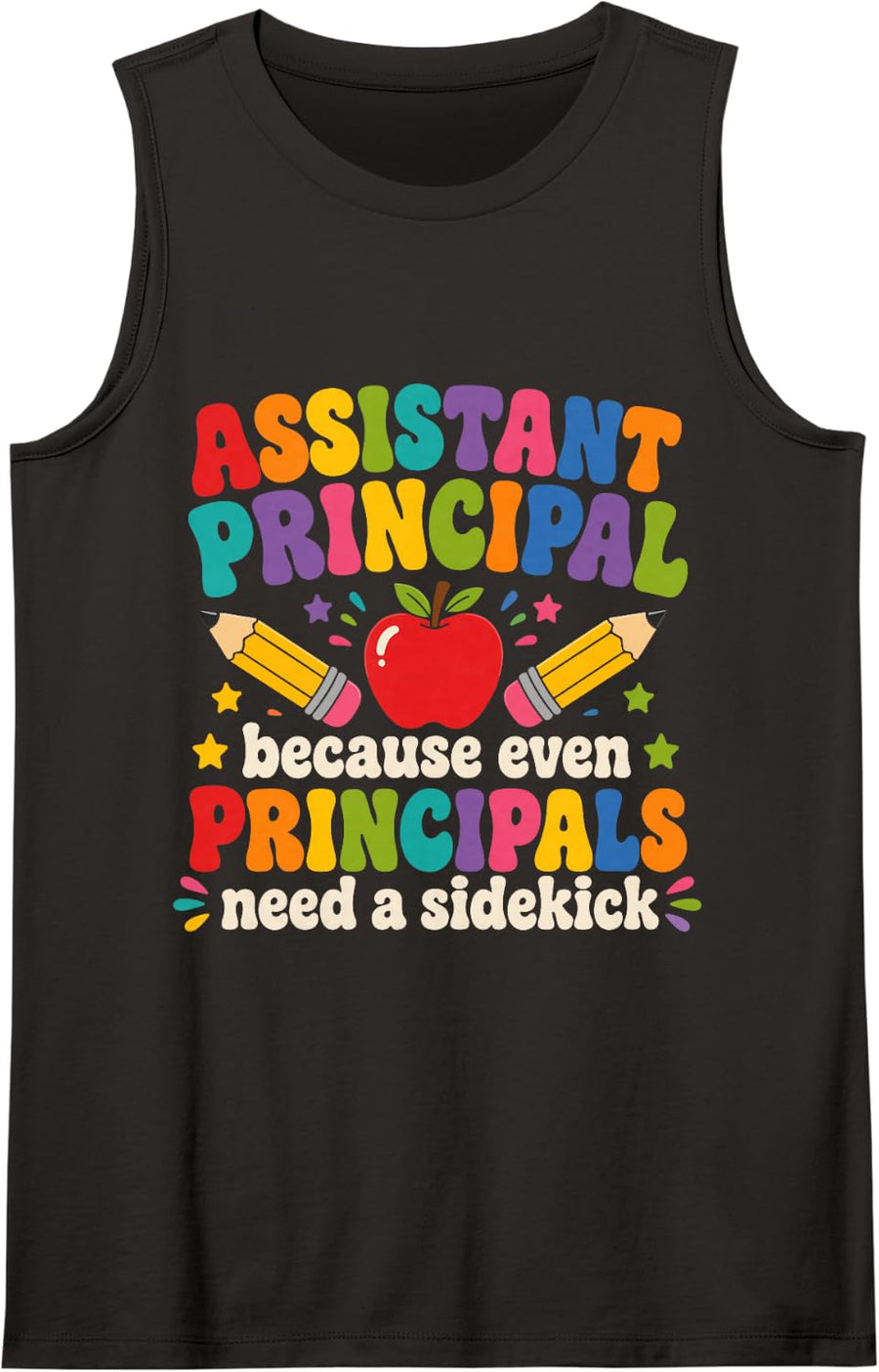 Assistant Principal School Leader Funny Education Leadership Sleeveless Tank Top - Black
