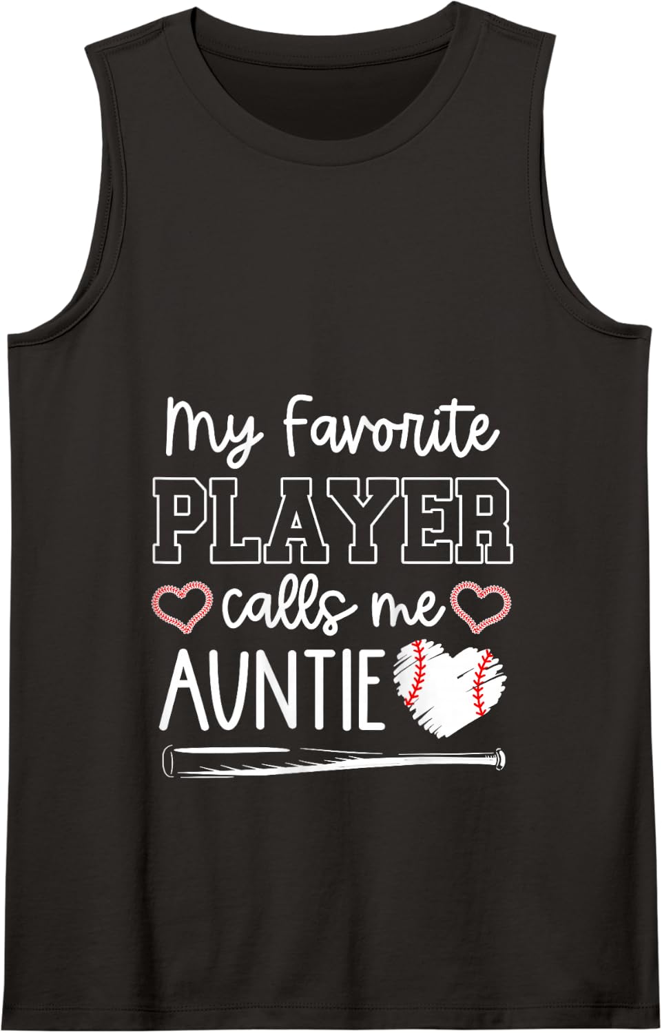 Womens Baseball Aunt My Favorite Player Calls Me Auntie Game Day Tank Top - Black