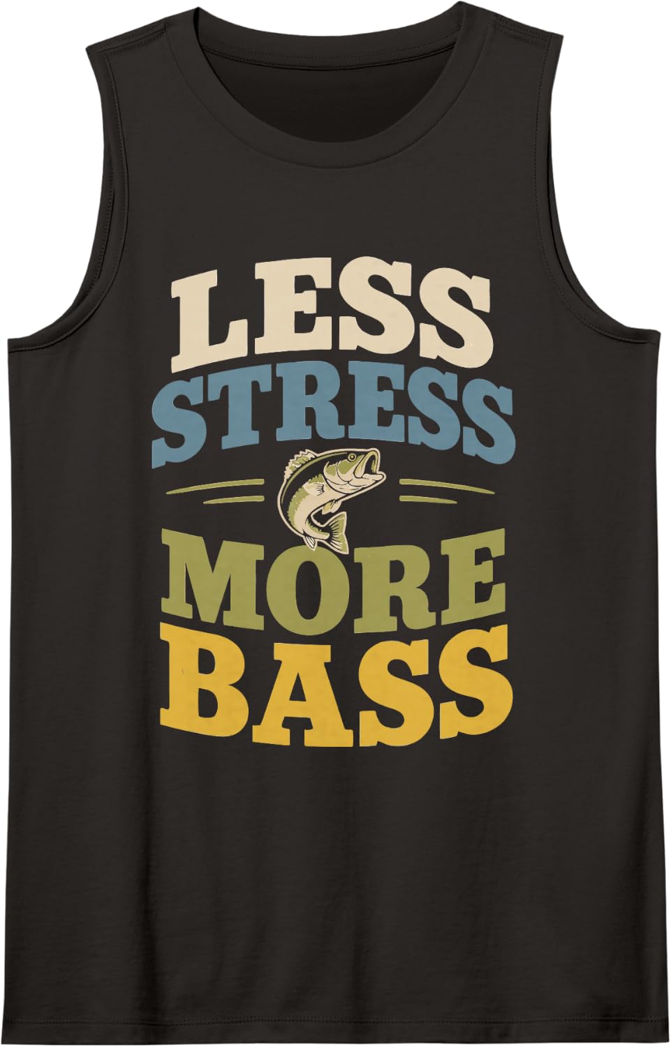 River Fishing Bass Freshwater Angler Fisherman Sleeveless Tank Top - Black