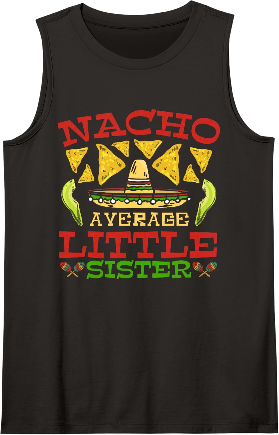Nacho Average Little Sister Cinco de Mayo Mexican Matching Sleeveless Tank Top - Black