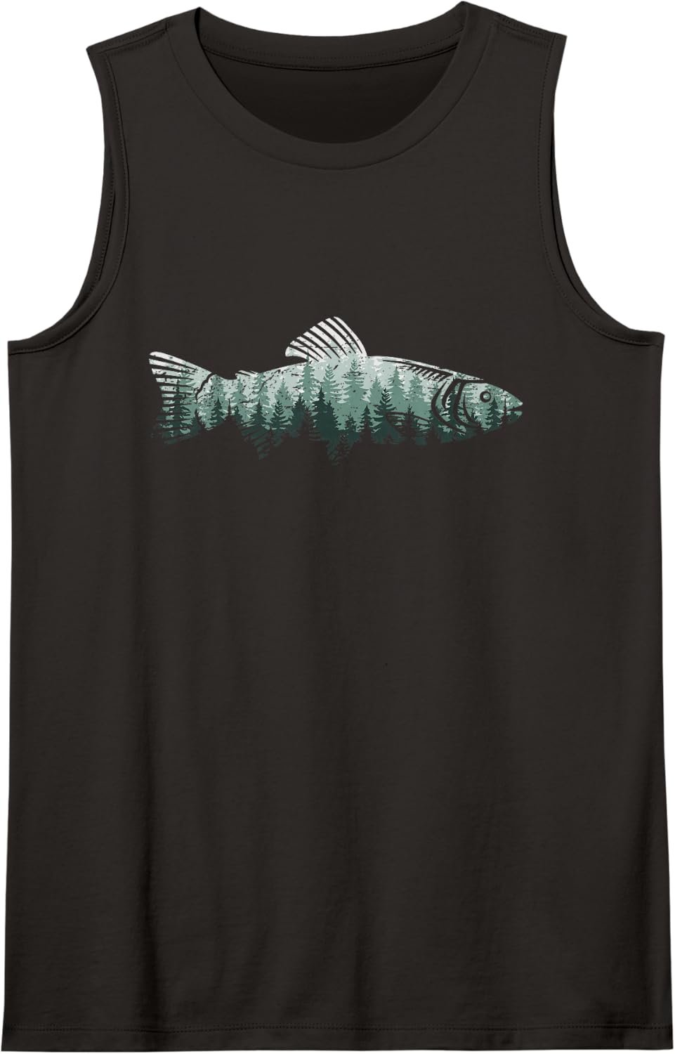Fisherman Forest Nature Outdoor Wildlife Trout Fly Fishing Sleeveless Tank Top - Black
