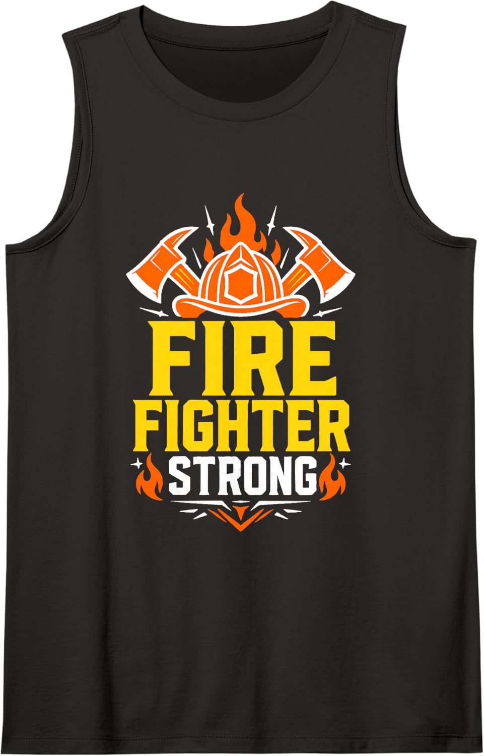 Firefighter Fire Department Helmet Axes Flames Sleeveless Tank Top - Black