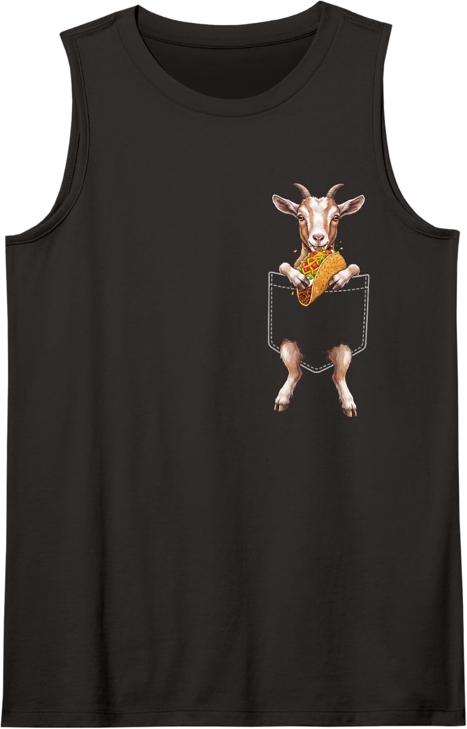 Goat Pocket Taco Mexican Food Lover Men Women Kids Sleeveless Tank Top - Black