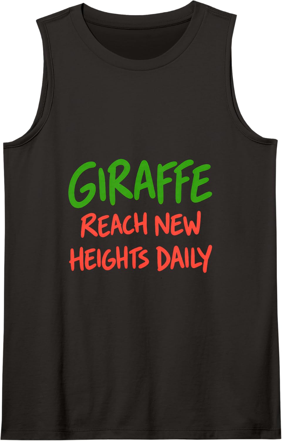 Giraffe Reach New Heights Daily Motivational Safari Zoo Sleeveless Tank Top - Black