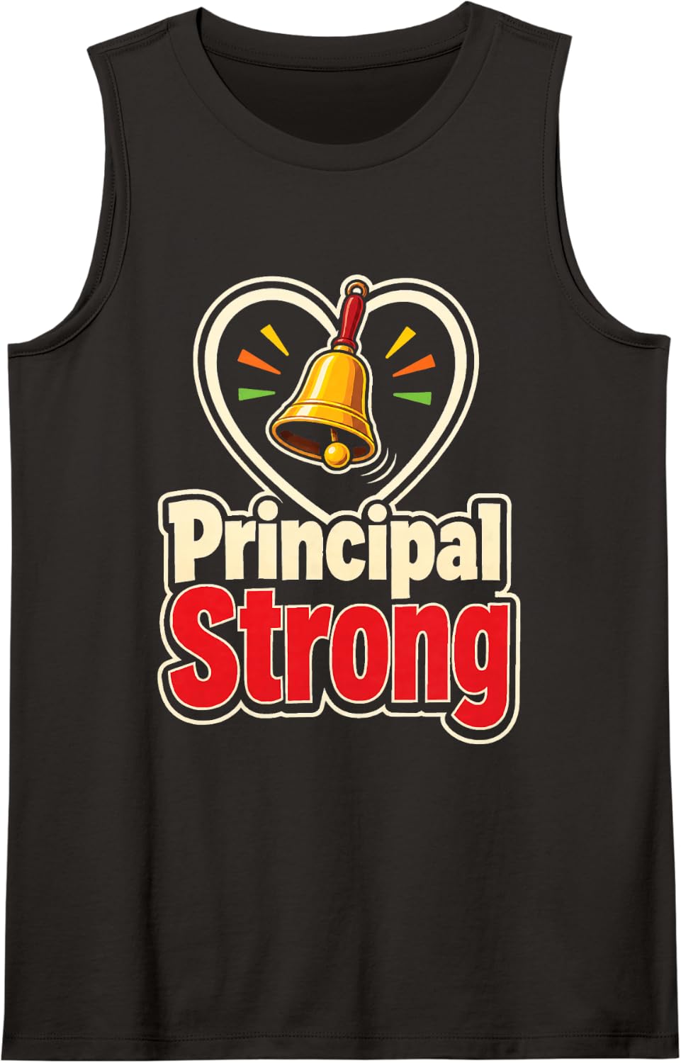Principal Strong Elementary School Office Heart Hand Bell Sleeveless Tank Top - Black