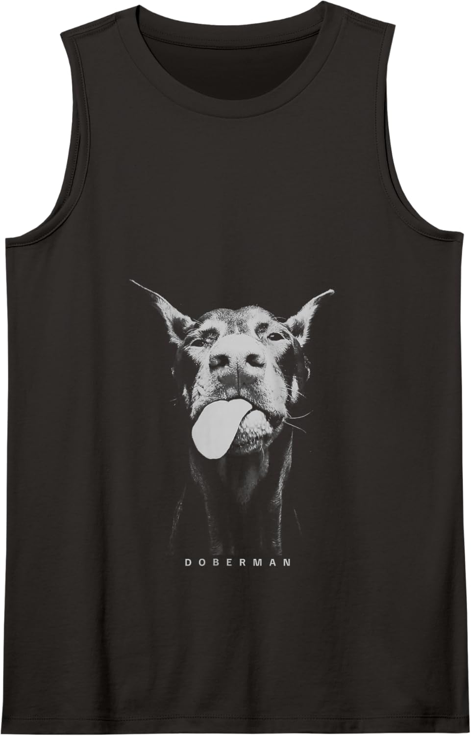 Playful Doberman Serving Attitude with a Tongue-Out Smirk Tank Top - Black