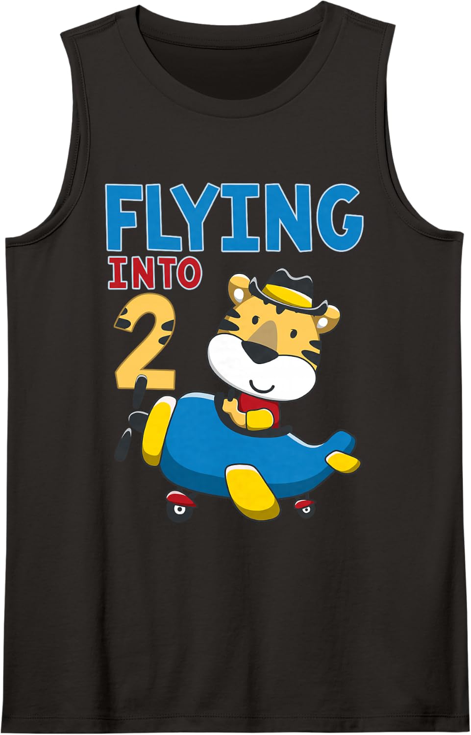 Pilot 2nd Birthday Airplane Party Aviator Flight Officer Sleeveless Tank Top - Black