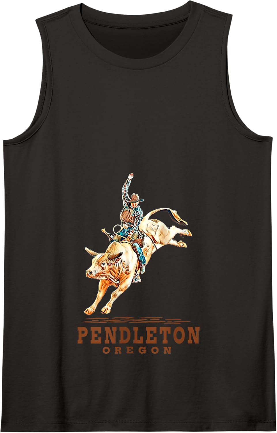 Pendleton Oregon - Rodeo - Cowboy - Bull Rider Tank Top - Black