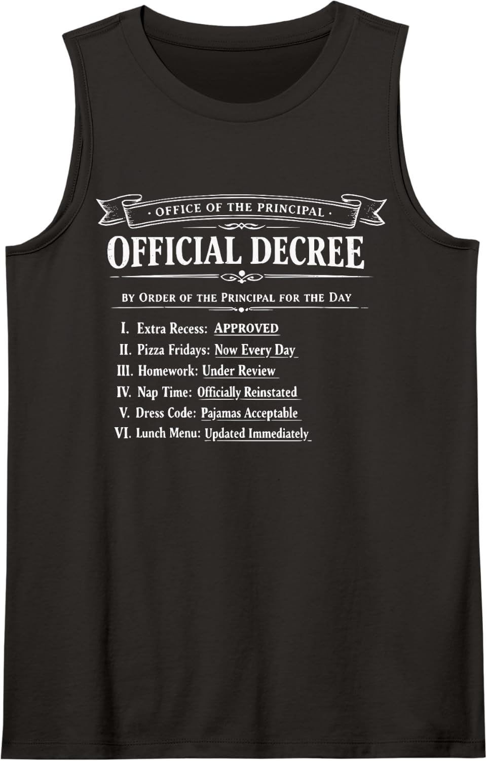 Principal for The-Day Elementary School Student Funny Boys Sleeveless Tank Top - Black