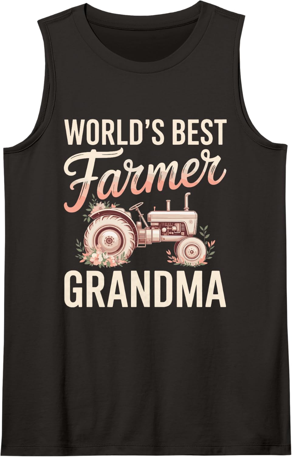 World's Best Farmer Grandma Farming Sleeveless Tank Top - Black