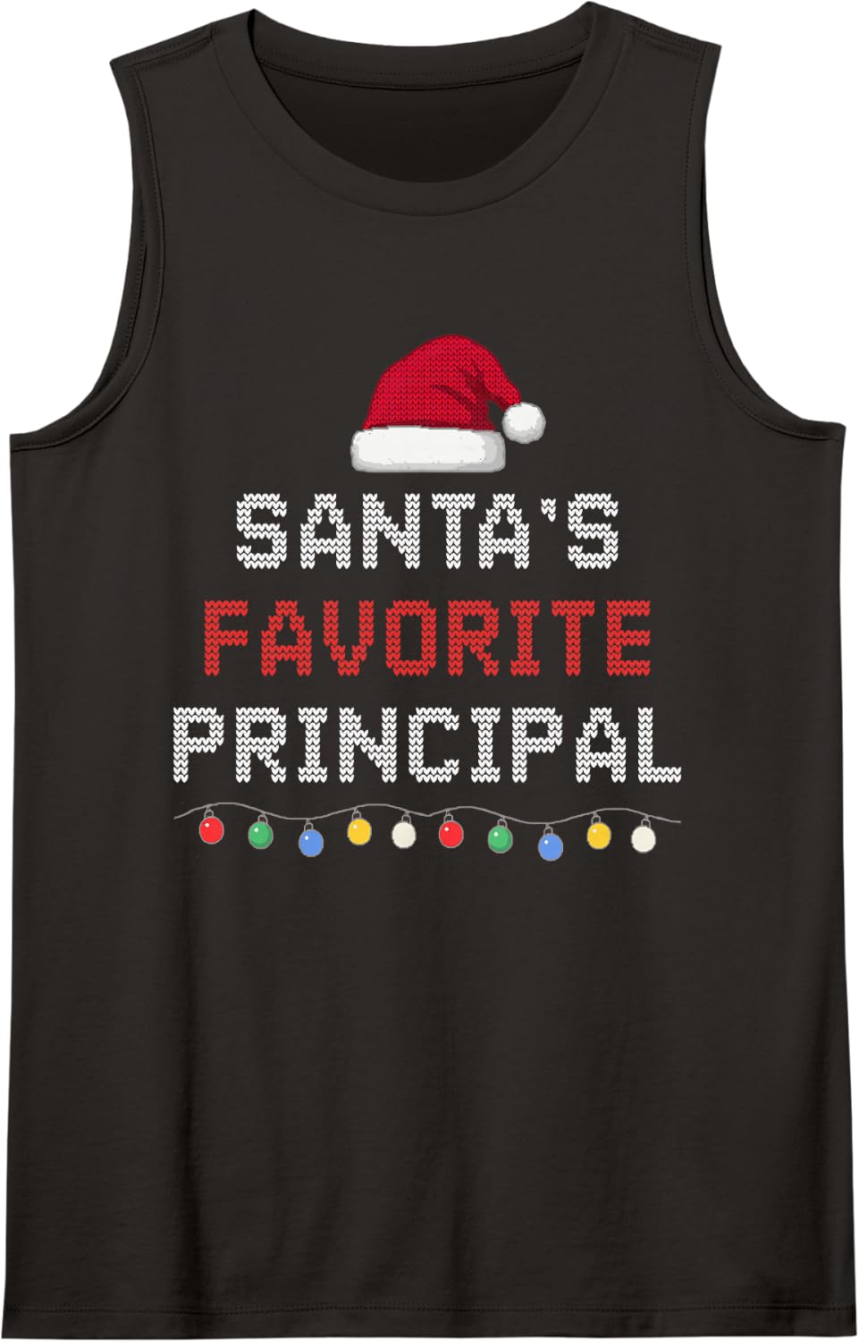 Santa's Favorite Principal Funny Christmas Holiday Men Women Sleeveless Tank Top - Black