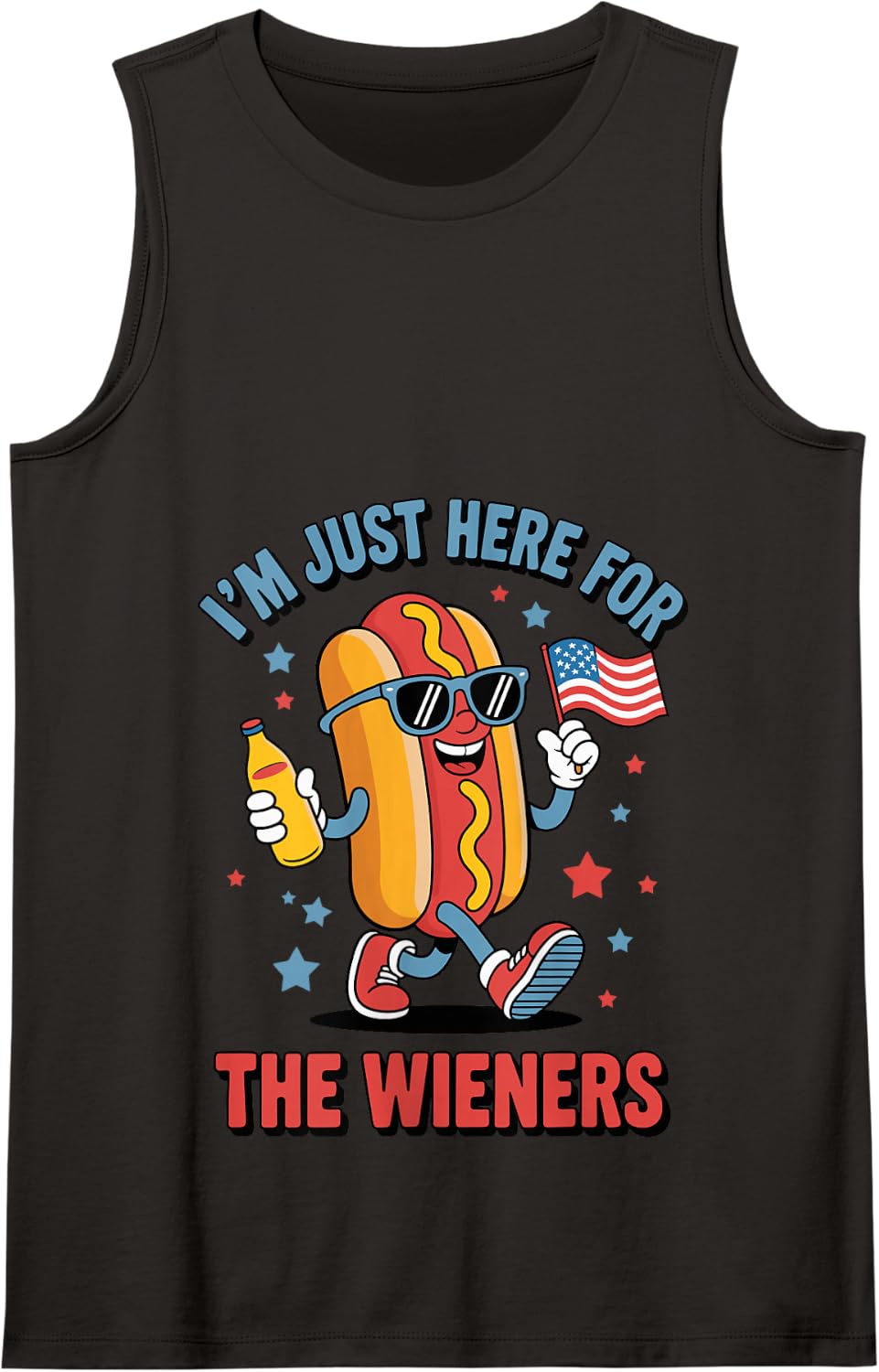 I'm Just Here For The Wieners Funny HotDog Tee For Men Women Tank Top - Black