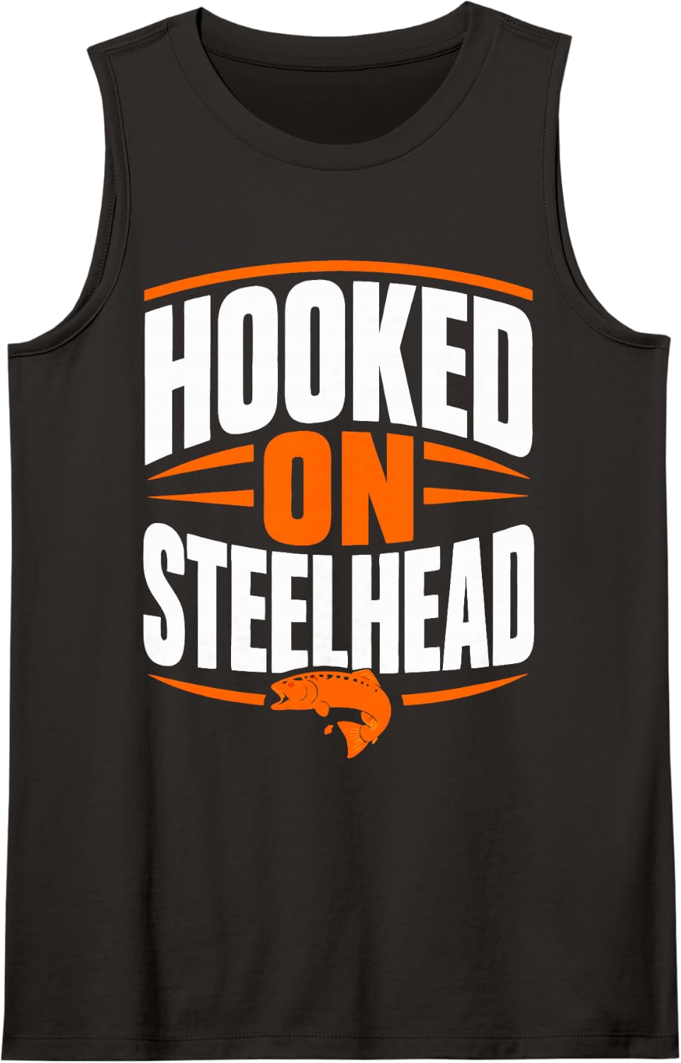 Steelhead Angler Fisherman River Fly Fishing Sleeveless Tank Top - Black