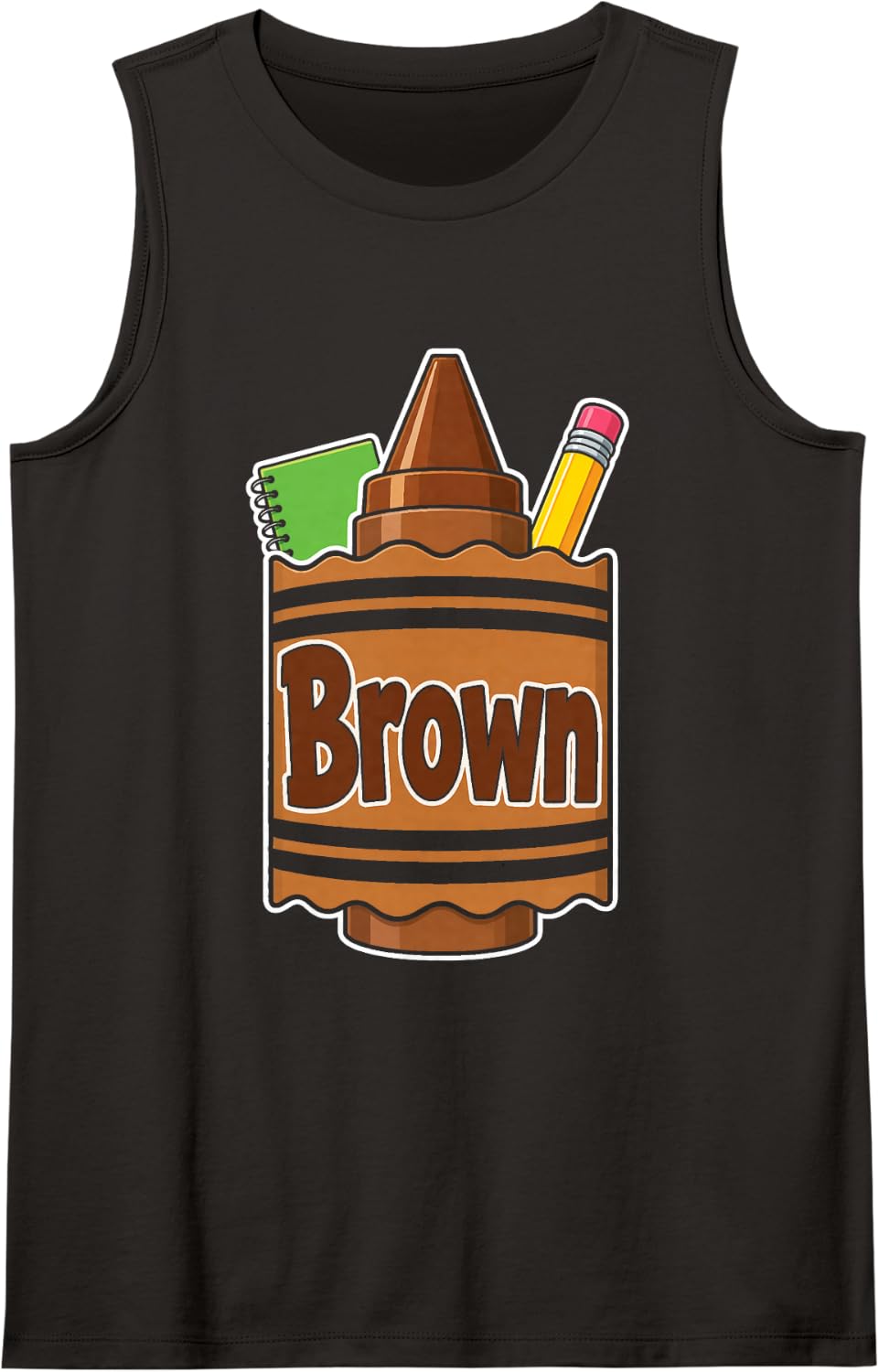 Crayon Group Costume Brown Matching Elementary Squad Sleeveless Tank Top - Black