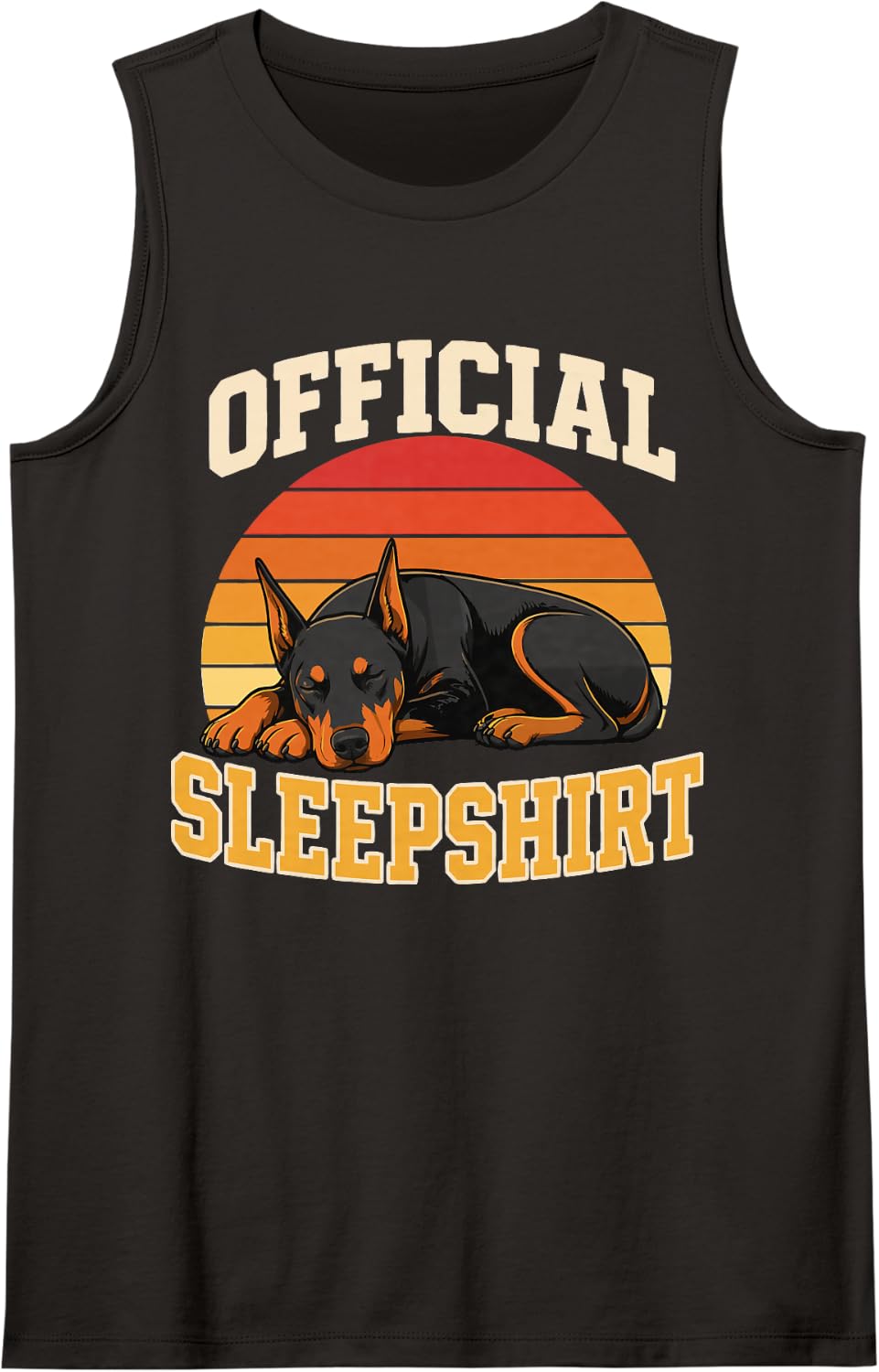Cute Doberman Sleeping Sleeveless Tank Top - Black
