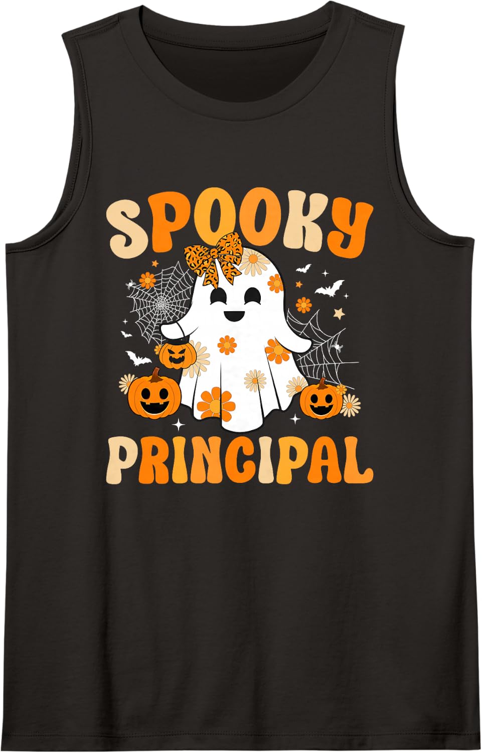 Spooky Principal Halloween School Principal Groovy Sleeveless Tank Top - Black